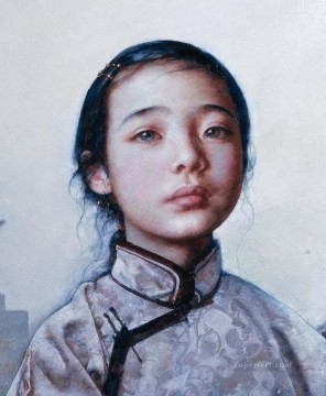Tibetan Painting - Little Tibetan Girl AX Tibet